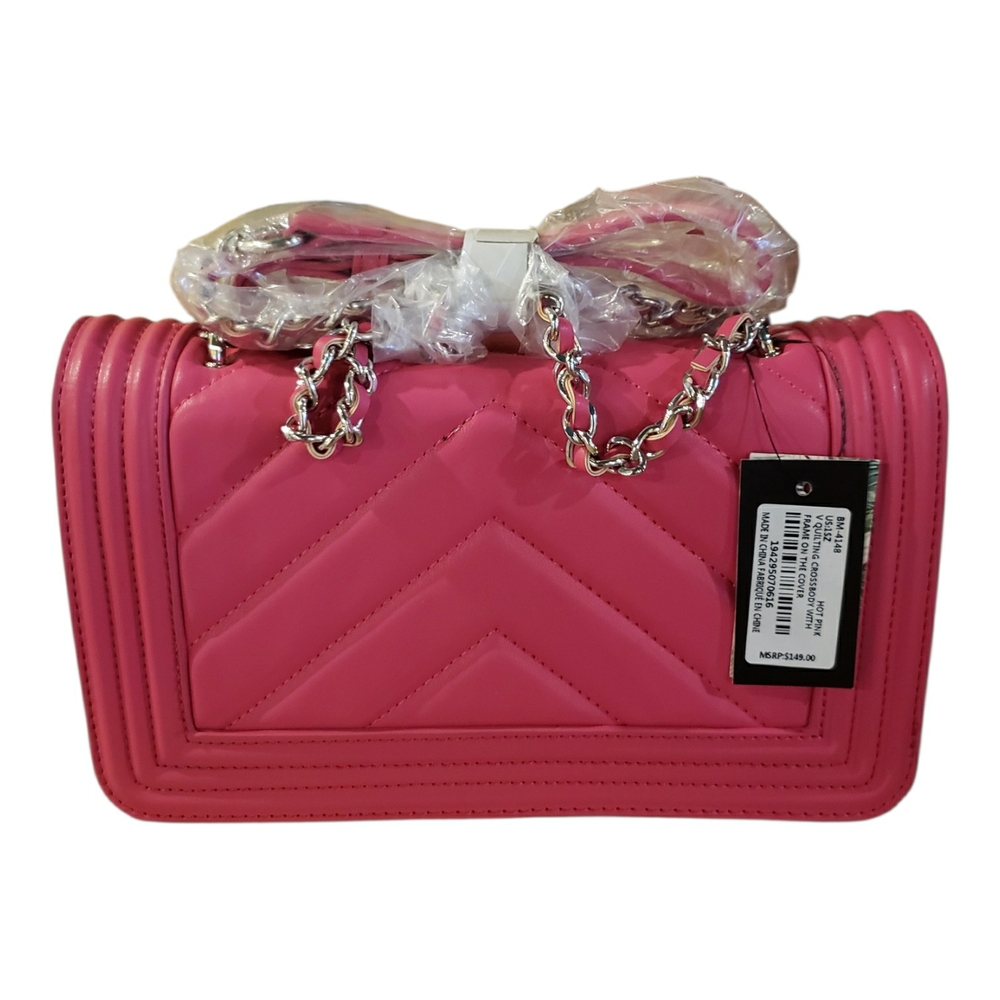 Badgley Mischka Pink Chevron Quilted Crossbody (Retail $149) NWT! - Picture 4 of 11